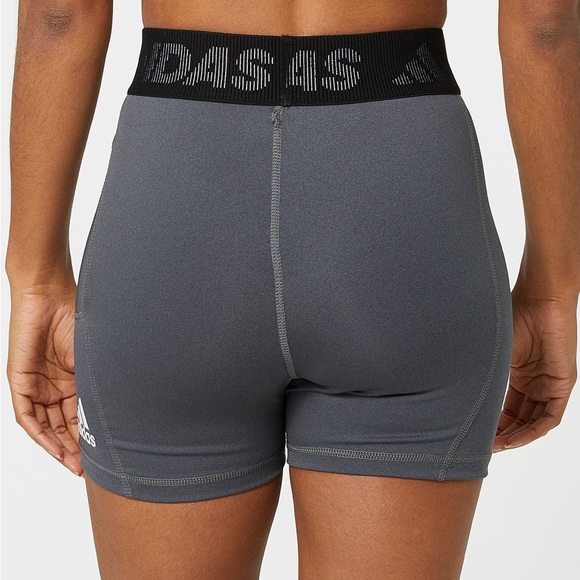 New NWT adidas Womens Techfit Short 3” Branded Elastic Short Size XS Grey Black - Picture 2 of 8